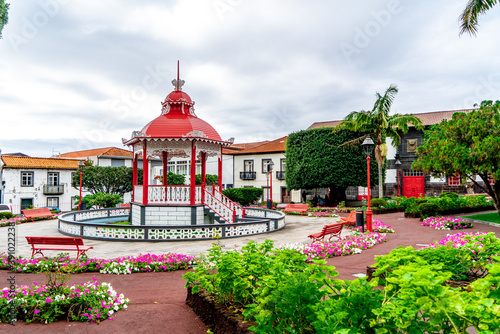 Azores, Island of Sao Jorge. The Jardim da Republica in the town of Velas is a public square