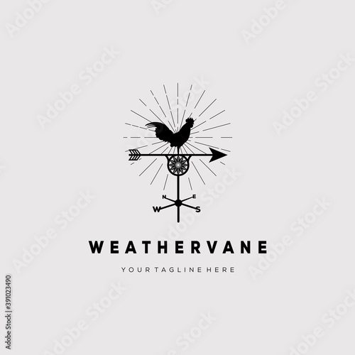 Rooster symbol. Weather vane logo vector illustration design