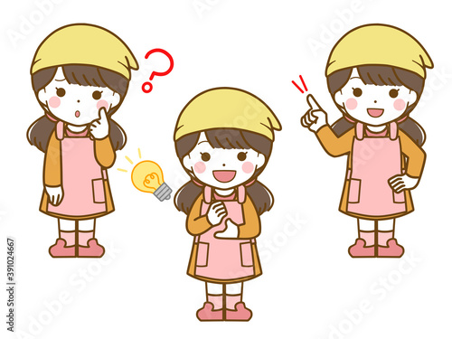 エプロンを着た女児の疑問と解決