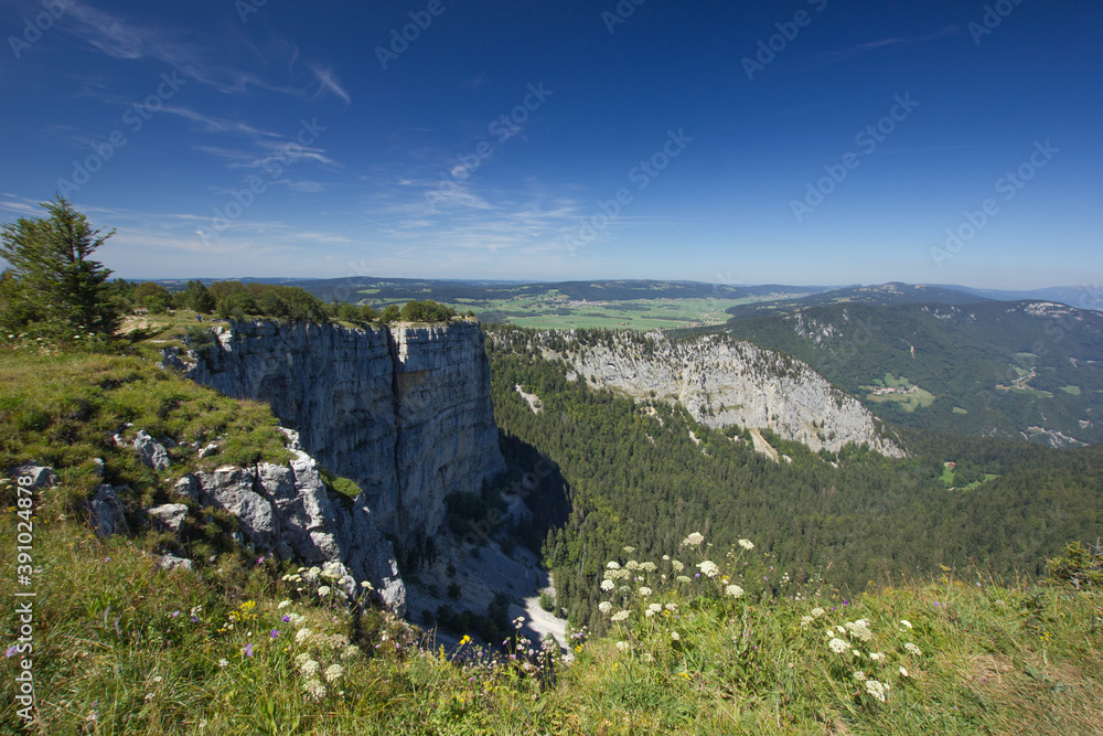 Creux du Van mountain on a sunny day Creux du Van mountain on a sunny day