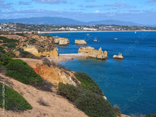 The beauty of Portugal - hiking in Lagos at the blue Atlantic ocean in Portugal