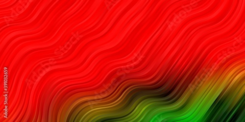 Dark Multicolor vector pattern with curved lines.