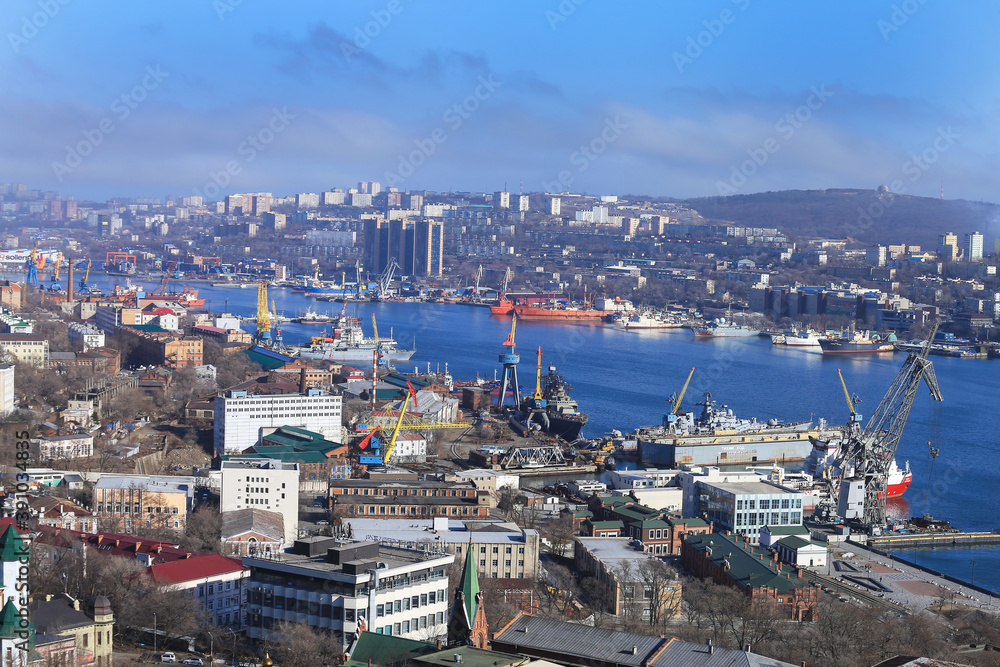 view of the city of  Vladivostok, Russia
