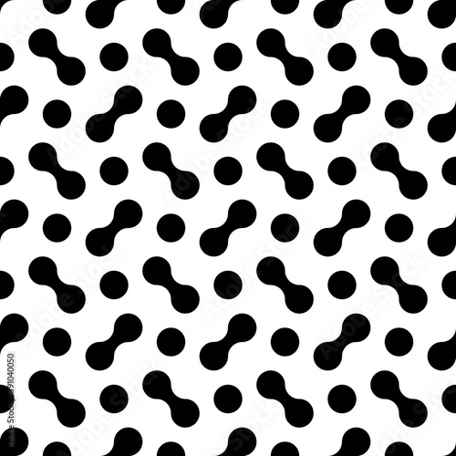 Circles, shapes seamless pattern. Geometrical print. Modern ornament. Dots, figures wallpaper. Geometric background. Contemporary backdrop. Vector art. Digital paper, textile print, abstract image.