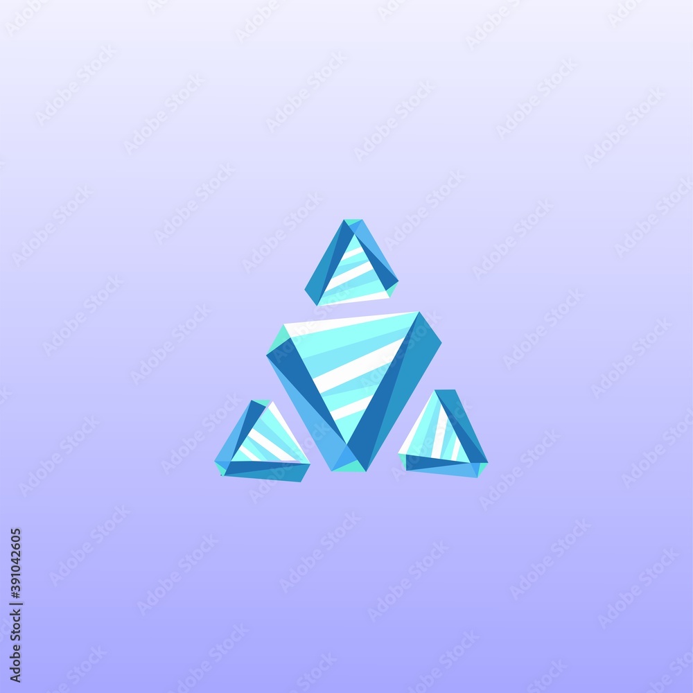 Triangle logo in abstract shape on blue background Triangle logo in abstract shape on blue background