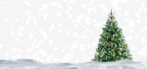 Christmas tree on snow decoration.