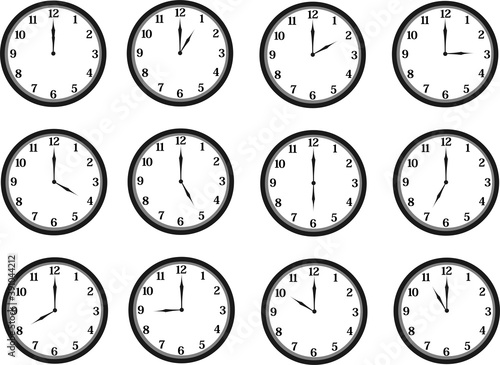 Daily 24 O'Clock Concept Desain Vector