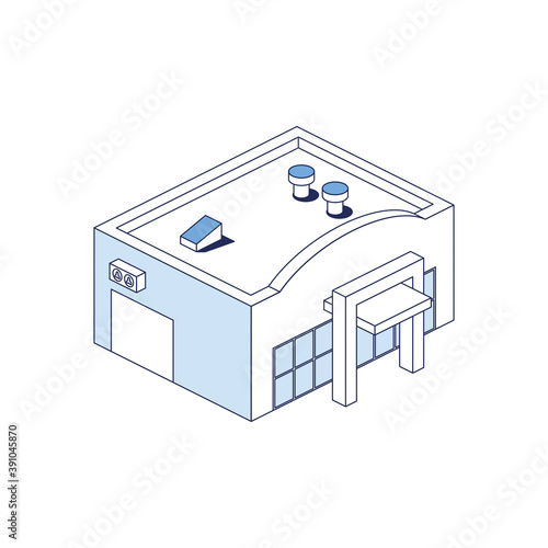 Store front. Vector 3d line isometric, color web icons, new flat style. Creative illustration, idea for infographics.