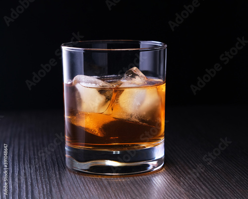 whiskey in a glass with ice