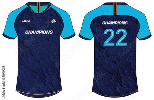 Sports t-shirt jersey design vector template, Sports kit concept with front and back view