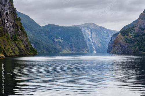 view of fjord in cloudy weather, Norway