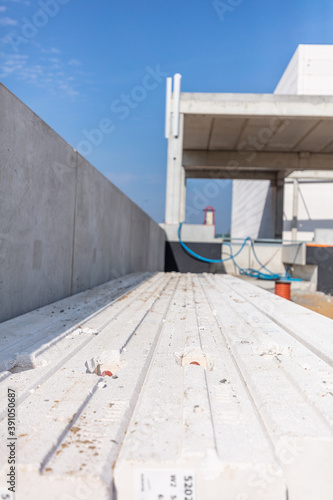 Warehouse construction. Building a new industrial hall