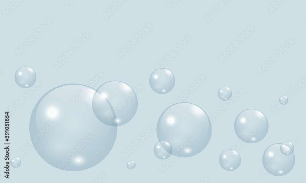 Soap Water Bubbles Set. Vector illustration.
