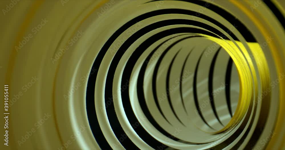 Close-up backward slide shot inside spiral paper tape. Abstract tunnel shot. Probe lens view Close-up backward slide shot inside spiral paper tape. Abstract tunnel shot. Probe lens view