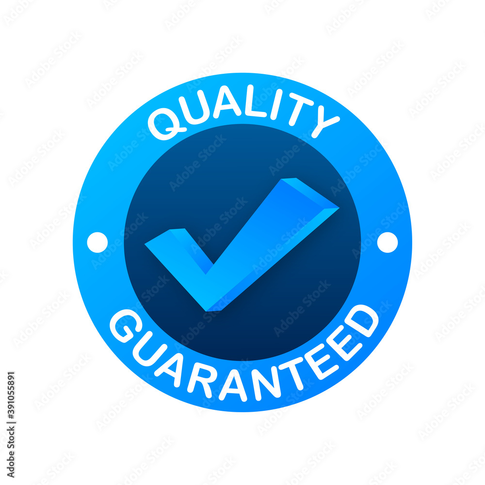 Quality guaranteed. Check mark. Premium quality symbol. Vector stock illustration. Quality guaranteed. Check mark. Premium quality symbol. Vector stock illustration.