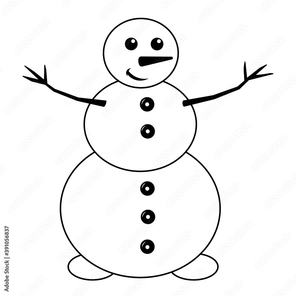 Simple illustration of funny snowman Concept for Christmas holiday Simple illustration of funny snowman Concept for Christmas holiday