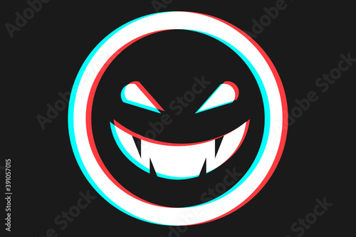 Smile or Emoji icon illustration in blue and red colors for Halloween day