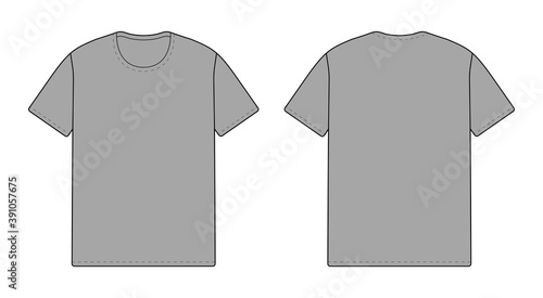 T-Shirt Vektor Vorlage Vorderseite und Rückseite - grau