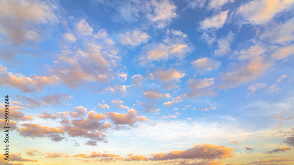 Obraz premium Sunset, sunrise sky and beutiful cloud. Cloudscape concept.