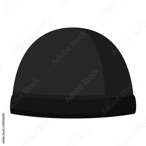 Winter hat icon isolated on white background. Knitting headwear and cap for cold weather. Outdoor clothing. Vector illustration
