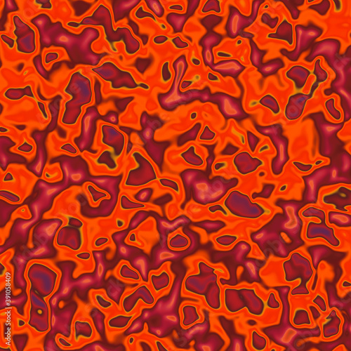 Orange swirls seamless pattern with red and yellow flowers