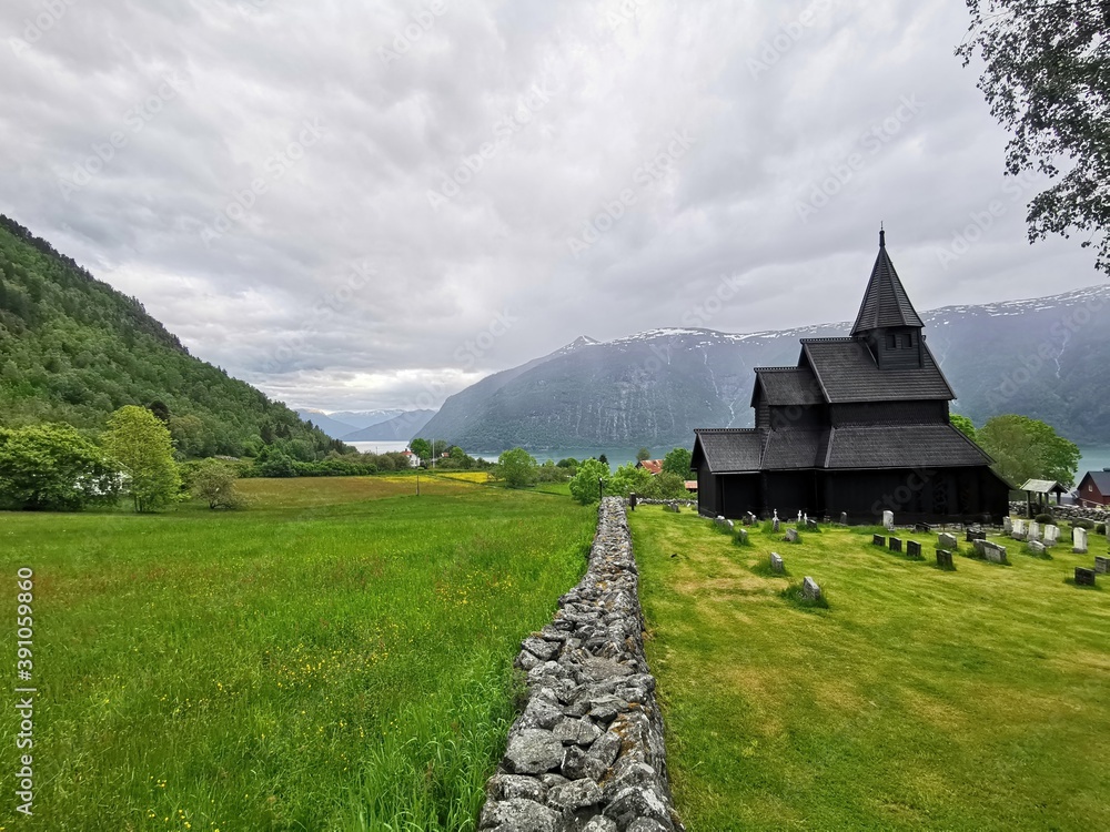 beautiful old Stave Church at Urnes, Norway