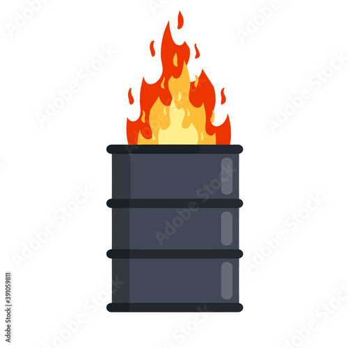 Burning barrel. Trash can and fire. The problem of urban Homelessness and poverty. Flat cartoon isolated on white