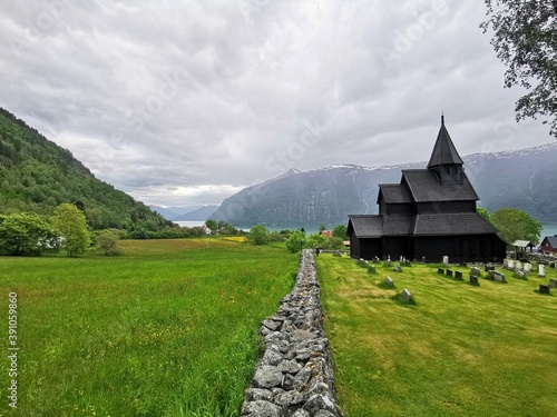 Obraz na płótnie beautiful old Stave Church at Urnes, Norway w salonie