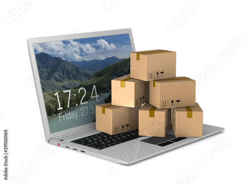 online shopping on white ba...