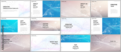 Presentation design vector templates, multipurpose template for presentation slide, flyer, brochure cover, infographic report presentation. Wave flow background for science or medical concept design.