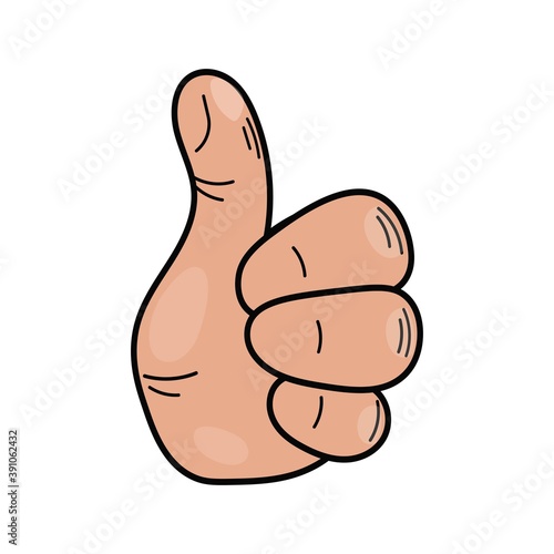  Thumbs up gesture. OK! Vector isolated on wiht background.
