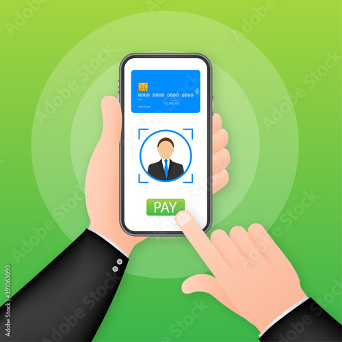 Mobile Payment concept with illustration of smartphone, credit card. Vector illustration.