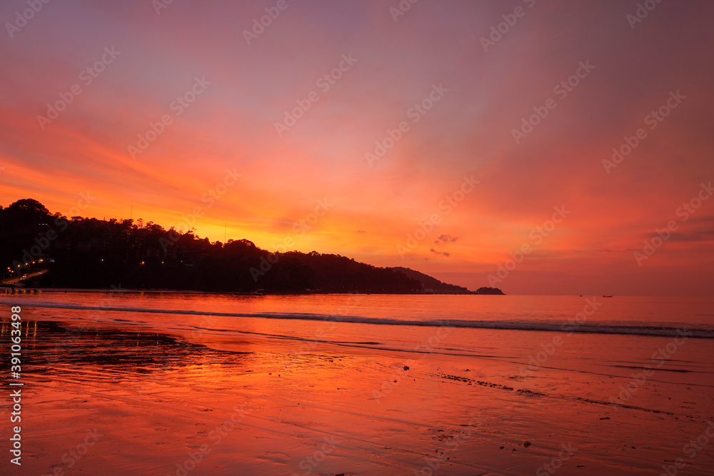 .beautiful sky during sunset at Patong beach Phuket Thailand. .beautiful sky during sunset at Patong beach Phuket Thailand.