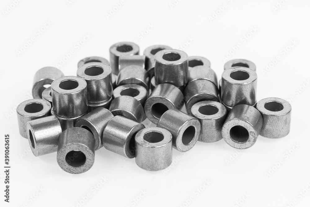 Metal cylinders - elements of the industrial driving roller chain Metal cylinders - elements of the industrial driving roller chain