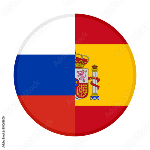 round icon with russia and spain flags	
