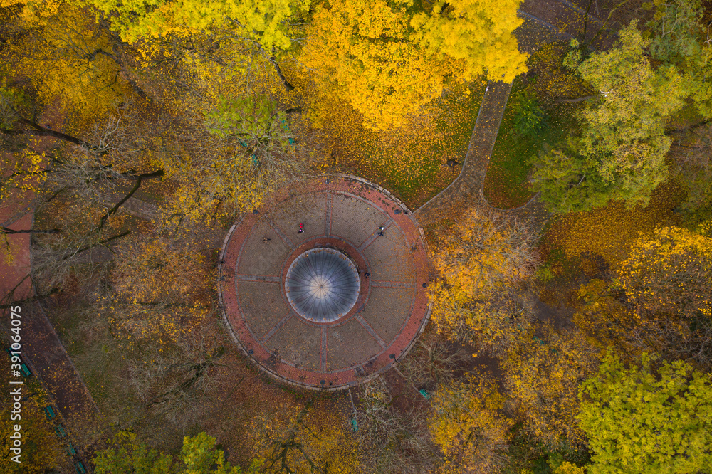 Aerial view on park in autumn from drone Aerial view on park in autumn from drone