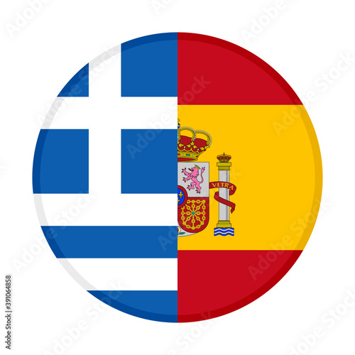 round icon with greece and spain flags	
