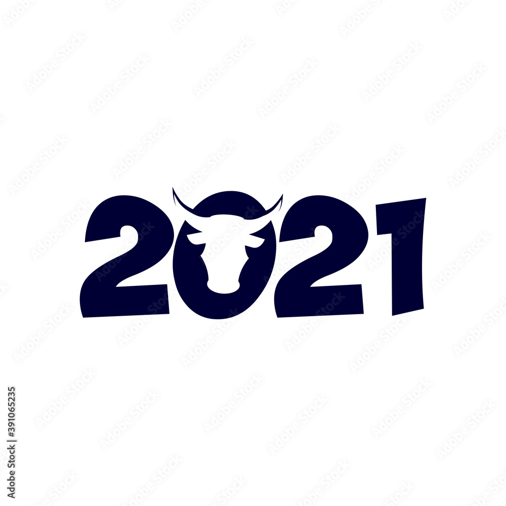 Obraz premium 2021 year with bull vector