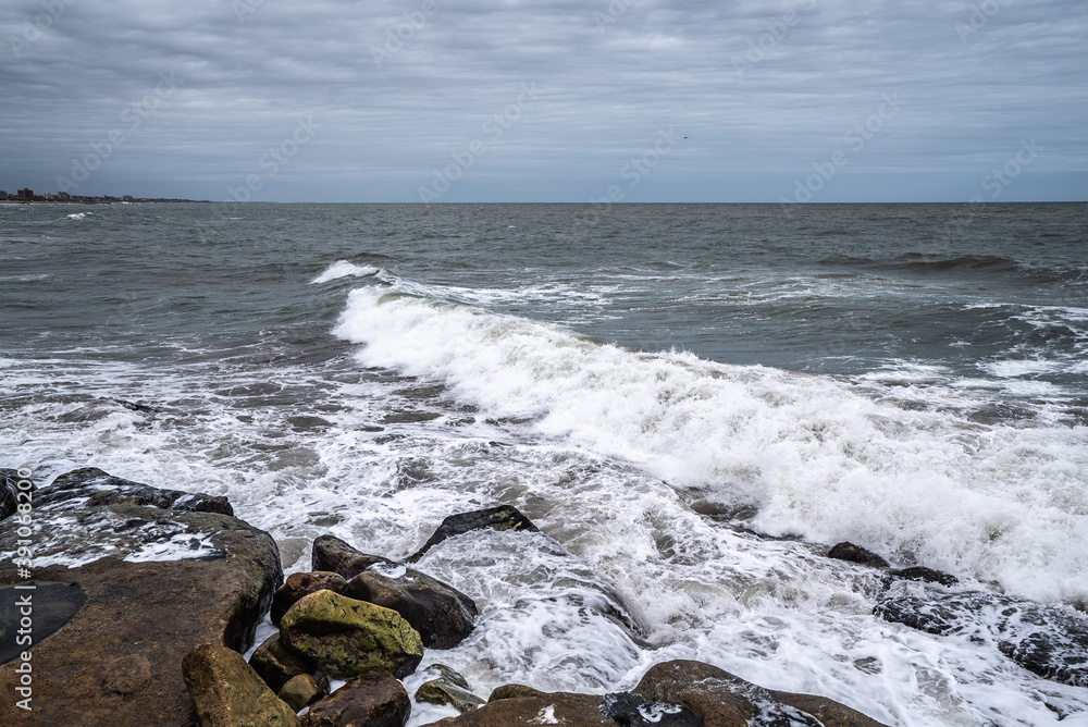 ocean waves washing the shore