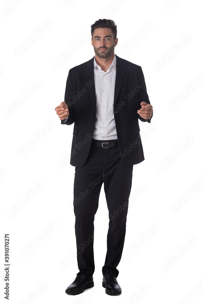 Portrait of business man holding something Portrait of business man holding something