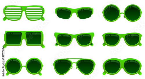 Vector green sunglasses set.To see the other vector sunglasses illustrations , please check Glasses collection.