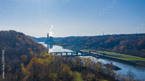 Aerial view of the Fort Martin coal powered power station near Morgantown in West Virginia photo