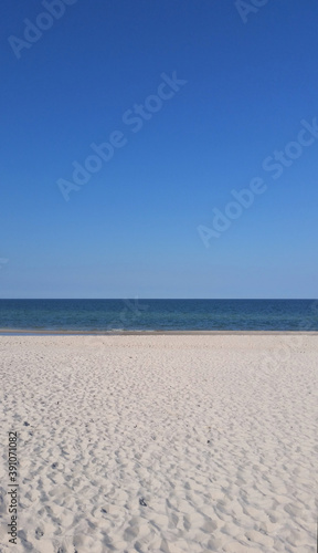 The beach in Jurata and Baltic Sea on a sunny summer day.