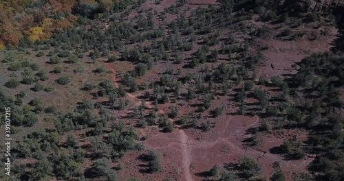 Sedona Arizona Red Rocks From Above Aerial Drone, Autumn