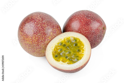 Passion fruit isolated on white background with clipping path