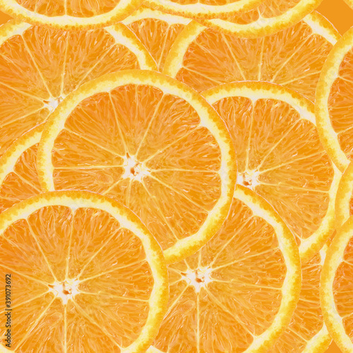 Seamless pattern, orange fruit slices.