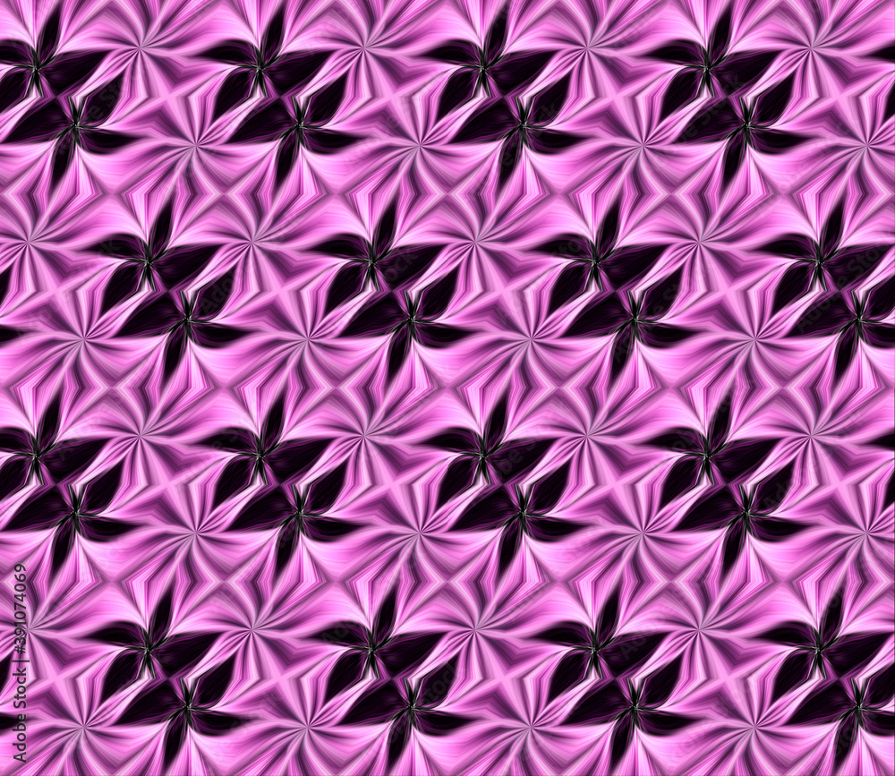Fototapeta premium Bright abstract background with geometric seamless pattern. Purple and black elements.