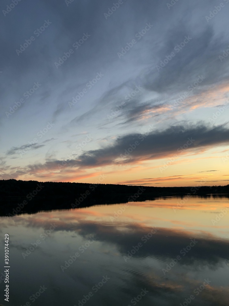 sunset over the lake