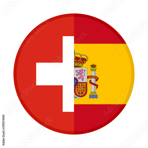 round icon with switzerland and spain flags