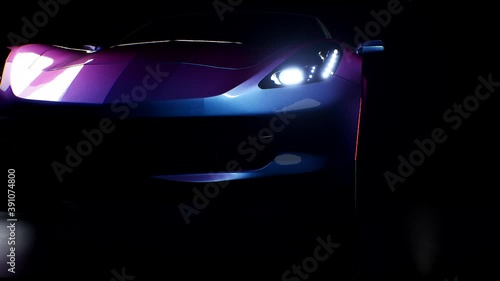 3D visualization of a car in the dark